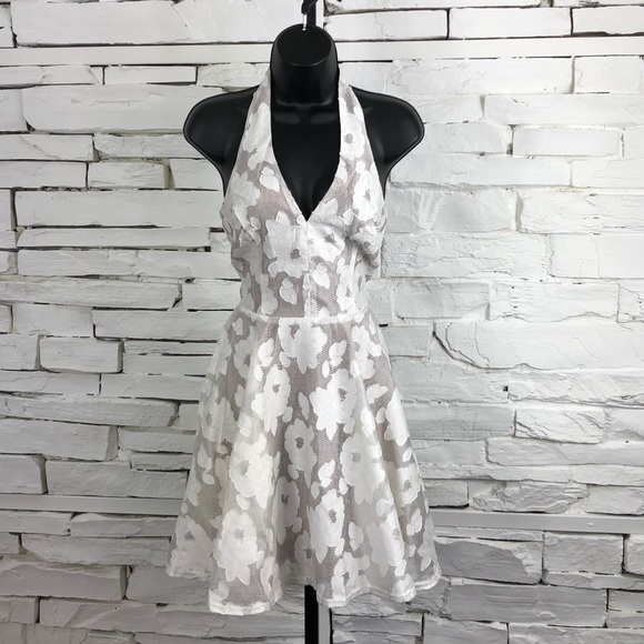 The Moon Halter Slip Floral Dress White 1368 - Picture 1 of 8